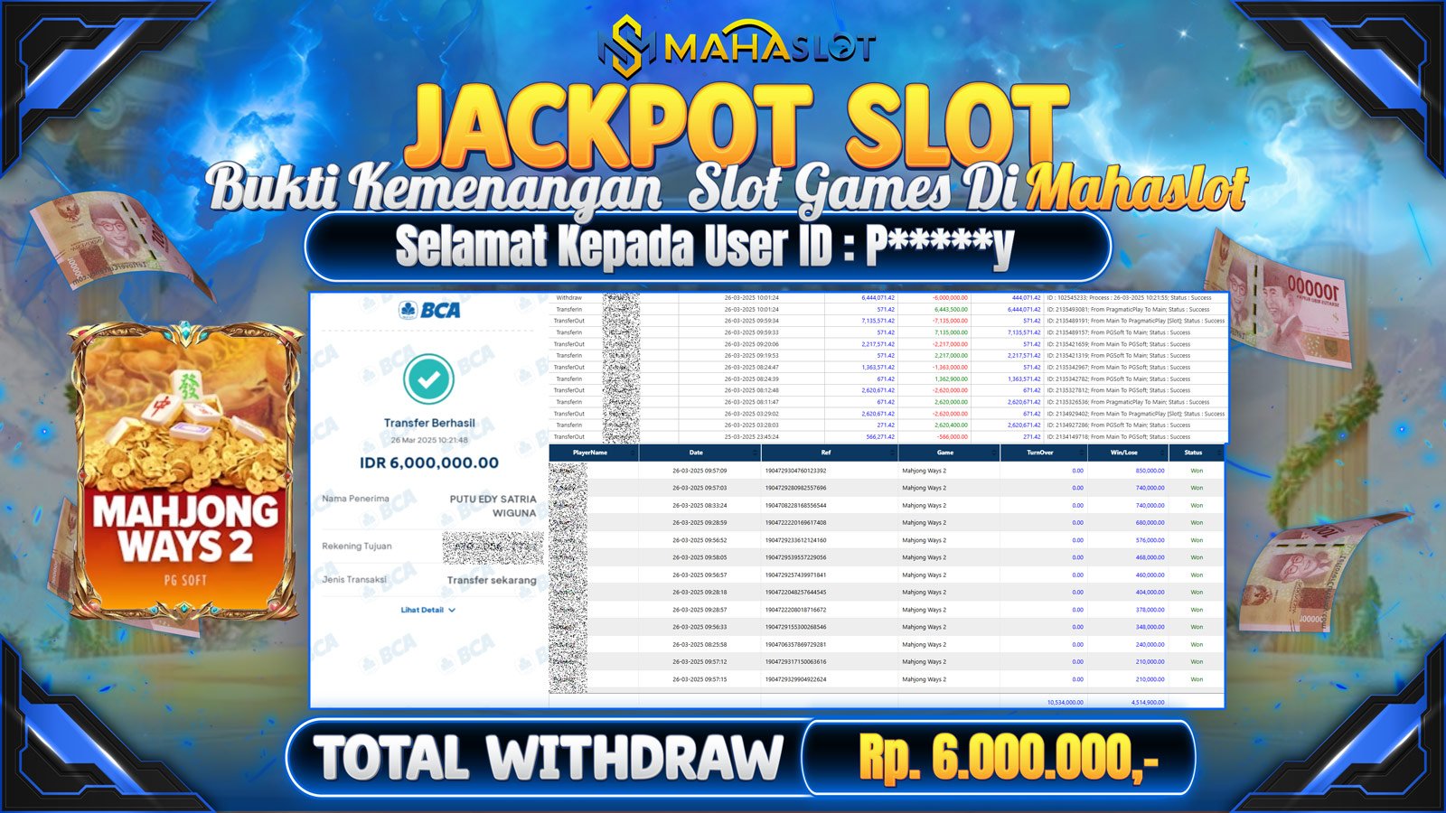 MAHASLOT JACKPOT SLOT GAMES MAHJONG WAYS 2 Rp. 6.000.000,- LUNAS