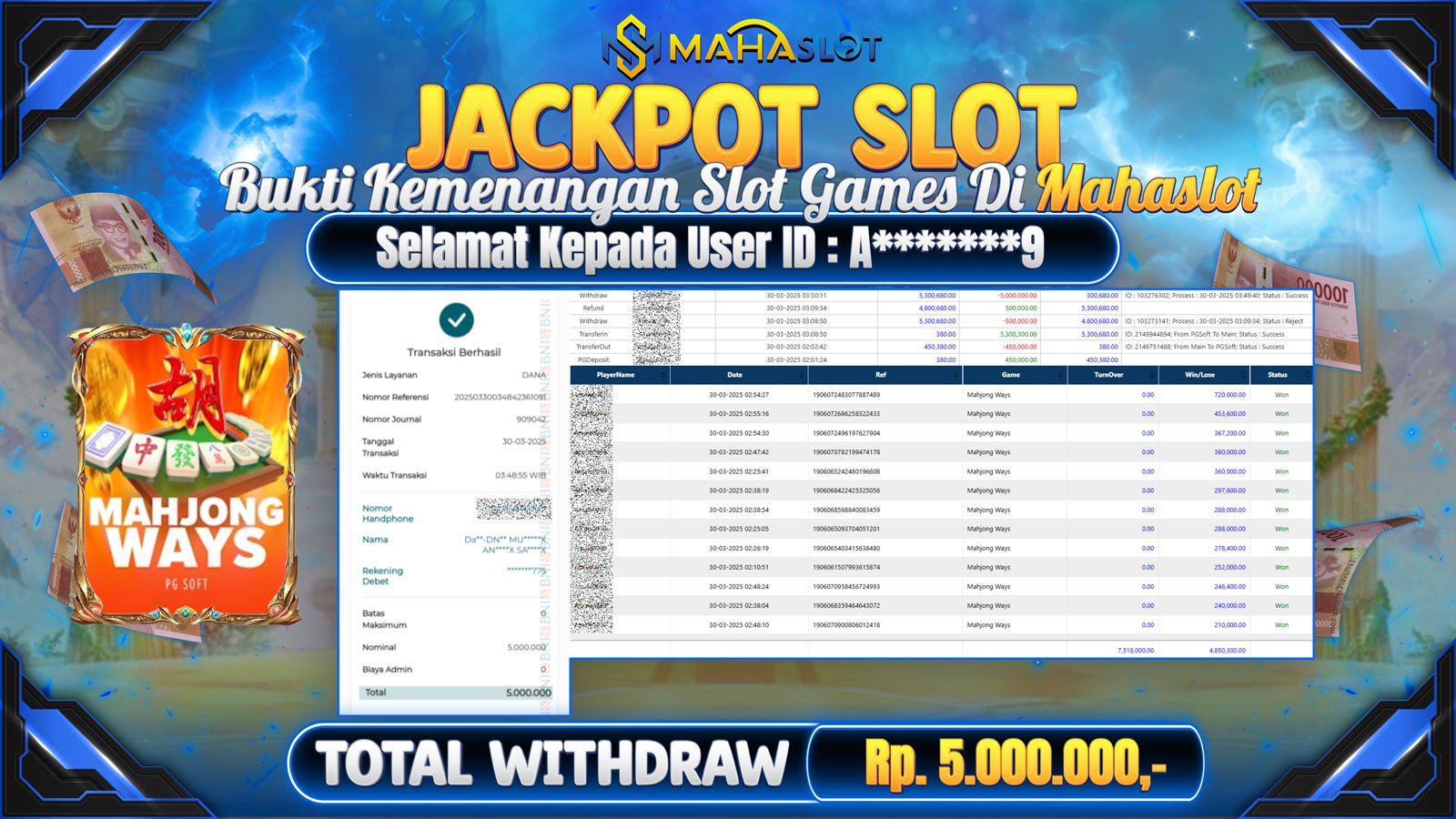 MAHASLOT JACKPOT SLOT GAMES MAHJONG WAYS Rp. 5.000.000,- LUNAS